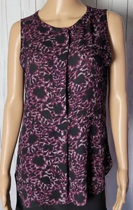 Ann Taylor Loft NWOT Black Purple Sleeveless Flowy Top Blouse M - Picture 1 of 10
