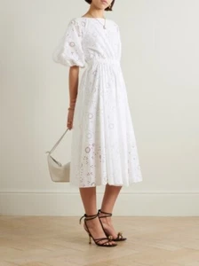 LADIES NWT CAROLINA HERRERA Shirred Puff Slv Midi Dress Size 8 STYLE: R2411N530F - Picture 1 of 12