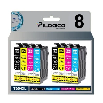 8 CARTUCCE COMPATIBILI T604XL EPSON XP-2200 2205 3200 3205 4200 WF2910DWF 2930DW - Immagine 1 di 4