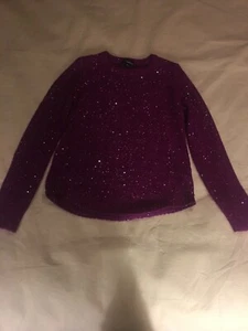 Size Large 10-12 Jordache Magenta Pink Purple Silver Sequined Winter Sweater  - Picture 1 of 6