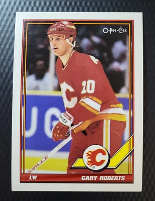 1991-92 O-Pee-Chee GARY ROBERTS Calgary Flames Hockey NHL Card #320 - Image 1 of 2
