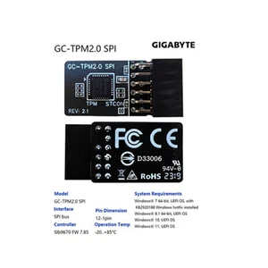 Pour carte mère GIGABYTE GC-TPM2.0 Platform Security Module SPI 12pin LPC 20Pin - Zdjęcie 1 z 11