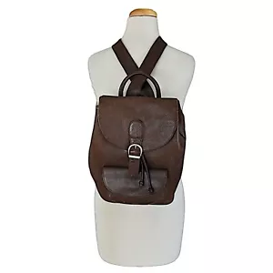EDDIE BAUER Vintage Brown Pebbled Leather Backpack - Picture 1 of 16