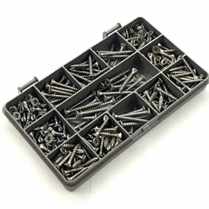 260 ASSORTED A4 STAINLESS STEEL POZI COUNTERSUNK WOOD SCREWS SCREW DIY KIT - Picture 1 of 2