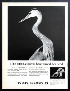 1967 Zoológico de Filadelfia Gran Garza Azul Pájaro Henrietta Foto Nan Duskin anuncio impreso - Imagen 1 de 1