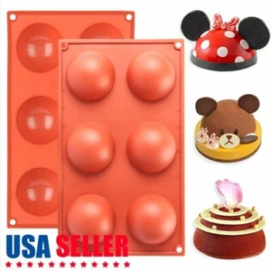 6 Cups Cake Mold 2.5" Half Ball Sphere Hot Chocolate Bombs Silicone Mold SALE! - Picture 1 of 12