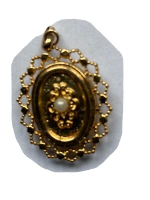 pendentif ancien en or 18 carats en même temps porte-photo - Photo 1/4