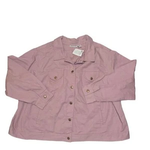Jessica London Pink Denim Button Up Jacket with Pockets Plus Size 30 NWT - Picture 1 of 3