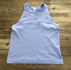 Athleta Women’s 1X Renew Seamless Racerback Tank Top Ribbed High Neck Blue - Picture 1 of 5