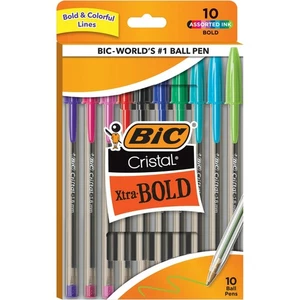 10-Pack BIC Cristal Xtra Bold Ballpoint Pens - 10 Colors - 1.6 mm - NEW - 188372 - Picture 1 of 7