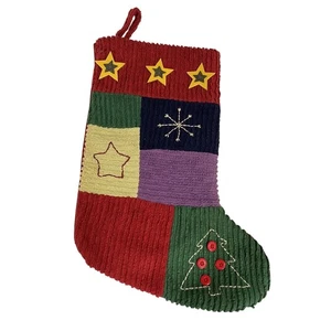 Medias de Navidad de chenilla retazos con diseños bordados tamaño grande - Imagen 1 de 7