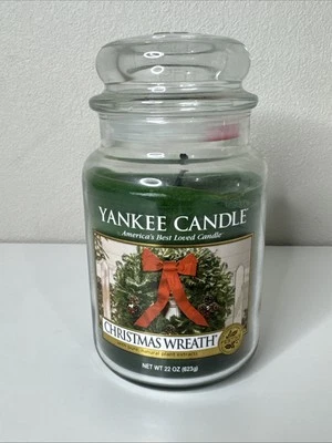 Yankee Candle Christmas Wreath Large Jar Candle 22 oz 110-150 Hours Burn Green - Image 1 of 4