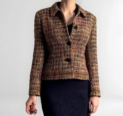 L.K. Bennett Tweed Chaqueta Multicolor Talla Us 6 (Reino Unido 10) Mezcla Lana Dinero Antiguo Foto 1 de 4