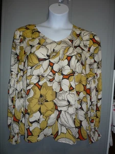 Cabi Damen Pailletten Bluse Herbst 2020 Blumen Gelb V-Ausschnitt Größe Medium Style 3954 - Bild 1 von 4