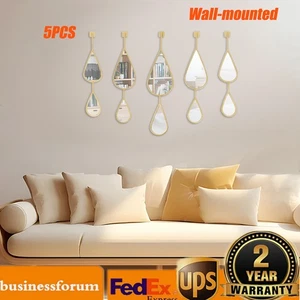 5Pcs Water Drop Decorative Mirrors Art Decorative Mirror Wall Decor Home Decor - Picture 1 of 14