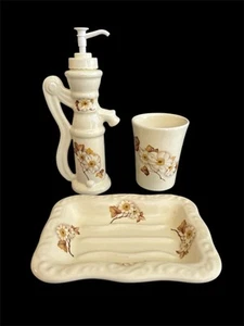 Vintage Athena California Bathroom Vanity Set - Soap/Lotion Dispenser, Dish, Cup - Picture 1 of 8