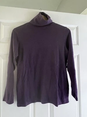 Falls Creek Top Women's Size M Purple Long Sleeve Cotton Turtleneck Pullover - Image 1 of 2