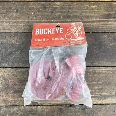 Vintage Buckeye Bike Handlebar Tape Drop Bar Plugs Red NOS New Ribbon 70s - Image 1 of 4