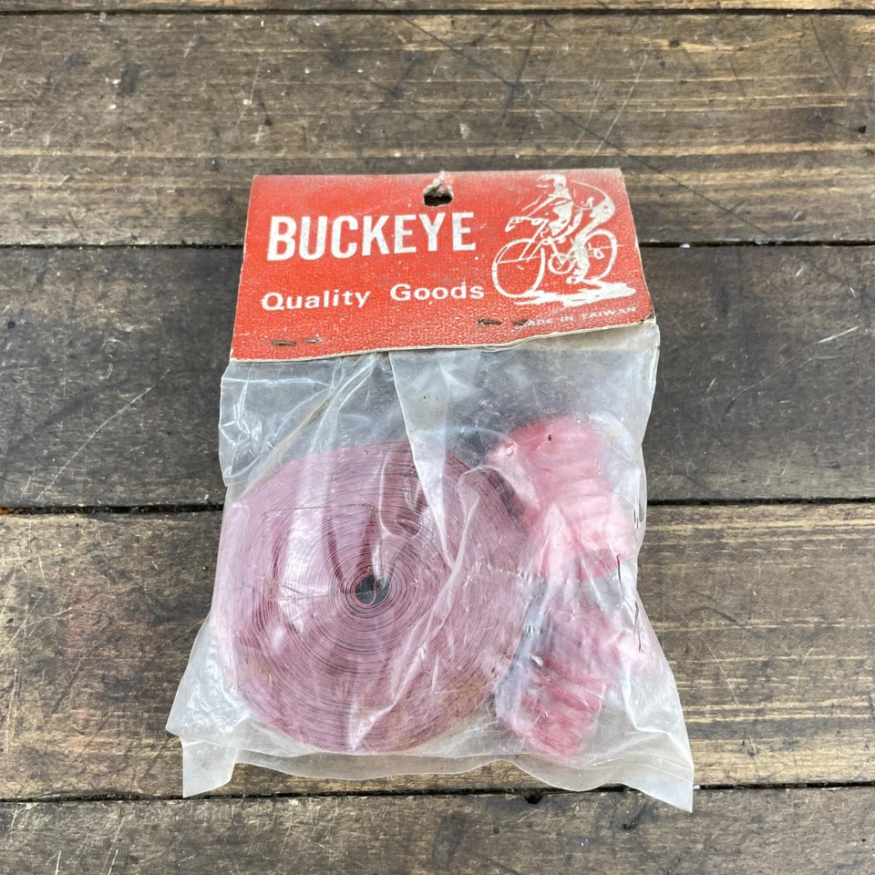 Vintage Buckeye Bike Handlebar Tape Drop Bar Plugs Red NOS New Ribbon 70s - Image 1 of 4