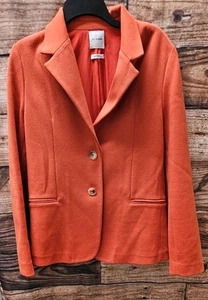 St. John Notch Collar Milano KnitJacket In Burnt Orange Size 8 - Picture 1 of 13