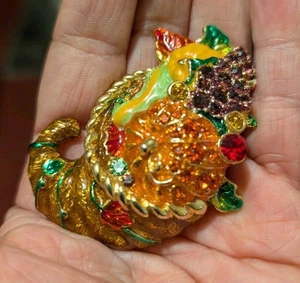 Christopher Radko Enamel Cornucopia Brooch only one - Picture 1 of 3