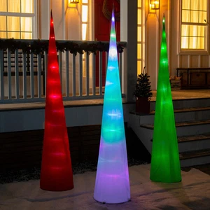 Decorative Tree Fabric Cone 3D Garden Stake with Color Changing Lights - Picture 1 of 5