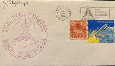 SPACE SHUTTLE LAUNCH COVER STS-4 MERRIT TRACKING STATION SIGNED 27 JUN 1982 - Image 1 of 4