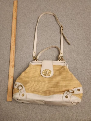 Bolso de Mano Emma Fox para Mujer Blanco Cuero Tostado Paja Bolso de Hombro Turnlock Foto 1 de 4