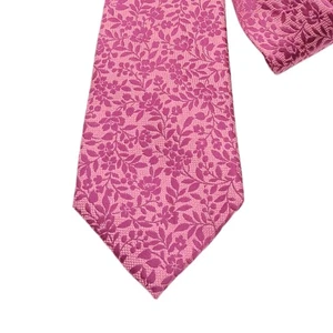 Corbata de seda Pronto Uomo para hombre XL 63,5” fucsia floral tejida boda clásica nueva - Imagen 1 de 4