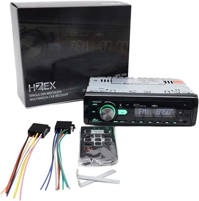 Car Stereo with Bluetooth, Media Player Subwoofer Outputs, Single Din Car Radio - Image 1 of 4