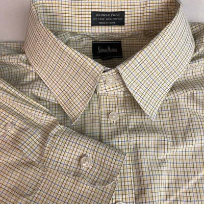 Neiman Marcus Button Up Shirt Men's XXL Long Sleeve Wrinkle Free 80s 2-Ply Dress — 第 1/4 张图片