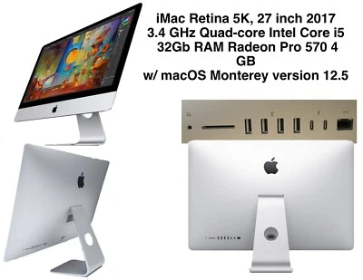 Apple iMac 27" 5K Retina Mid 2017 - Core i5 3.4Ghz 16GB 1TB Fusion SSD - EXELENT - Image 1 of 4