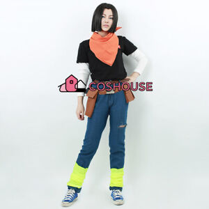 Men's Android 17 Cosplay Costume Outfit with Bandanna and Belt