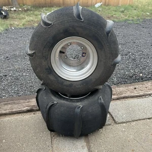 Trans Master Skat-Trak Hauler Paddle Tires AT 20x10-8 Douglas Wheels Rims 4x110 - Picture 1 of 18