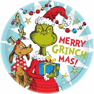 Dr Seuss The Grinch Party Plates 23cm 8pk - Christmas The Grinch Party Supplies - Picture 1 of 1