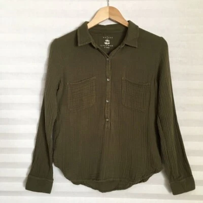 Camisa Top Terciopelo Calypso St Barth 1/2 Botón Algodón Arrugado Talla Pequeña Foto 1 de 4