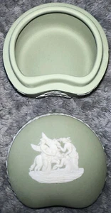 Wedgwood Jasperware Sage Green Lidded Trinket Box Muses Watering Pegasus - Picture 1 of 8