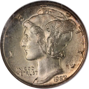 1927-P Mercury Dime NGC MS66 FB Superb Eye Appeal Strong Strike - Picture 1 of 4