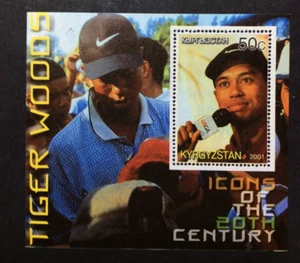BroadviewStamps Kyrgyzstan 50c Tiger Woods Souvenir sheet. MNH VF - Picture 1 of 2