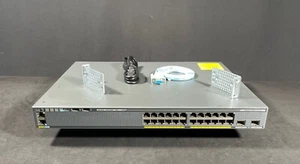 Cisco WS-C2960X-24PD-L 24 Port PoE Lan Base Gigabit Switch- Same Day Shipping - Picture 1 of 5