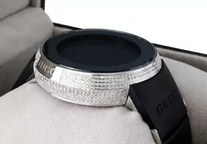 Diamond Gucci I-Gucci Watch Mens Digital YA114202 Black Rubber Band 2.50 CT. - Picture 1 of 9