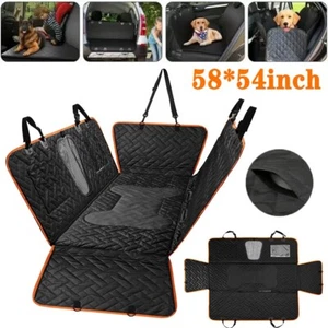 Dog Seat Cover Hammock for Back Seat Durable Waterproof Car Truck + Pet Seatbelt - Picture 1 of 14