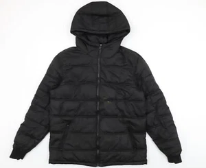 Threadbare Mens Black Puffer Jacket Coat Size S Zip - Picture 1 of 10