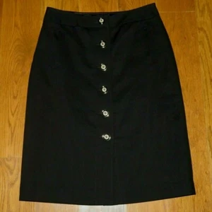 Nuova GONNA ANN TAYLOR $108 nera BUTTON FRONT elasticizzata misto lana donna 4 - Foto 1 di 3