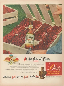 1948 Blatz Beer Raspberries The Peak of Flavor Valentin Blatz Vintage Print Ad - Picture 1 of 1