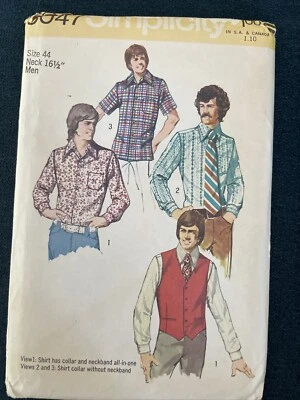 Simplicity 5047 NEW Men’s Front Button Shirt & Vest Size 44 - Image 1 of 4