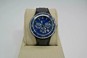 New DKNY Authentic Black Rubber Blue Dial Chronograph NY1469 $195 Watch - Picture 1 of 6