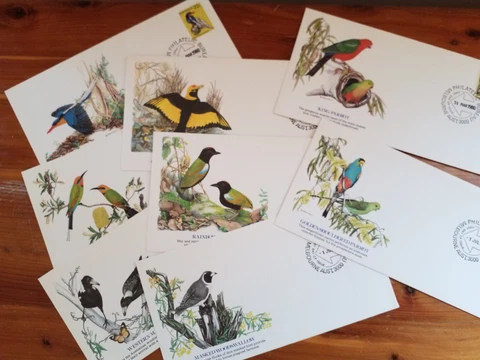 8 FDC Covers - Australian Birds-bower,kingfisher,magpie,parrot,pitta,swallow Cover