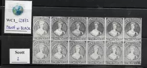 WC1_12872. NEW ZEALAND. Proof in black of rare 1855 stamp. Pane of 12. Scott 2. - Picture 1 of 1