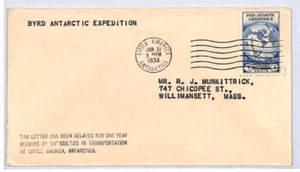 USA Cover BYRD ANTARCTIC EXPEDITION 1934 *DELAYED 1 YEAR* Little America YW191 - Picture 1 of 10